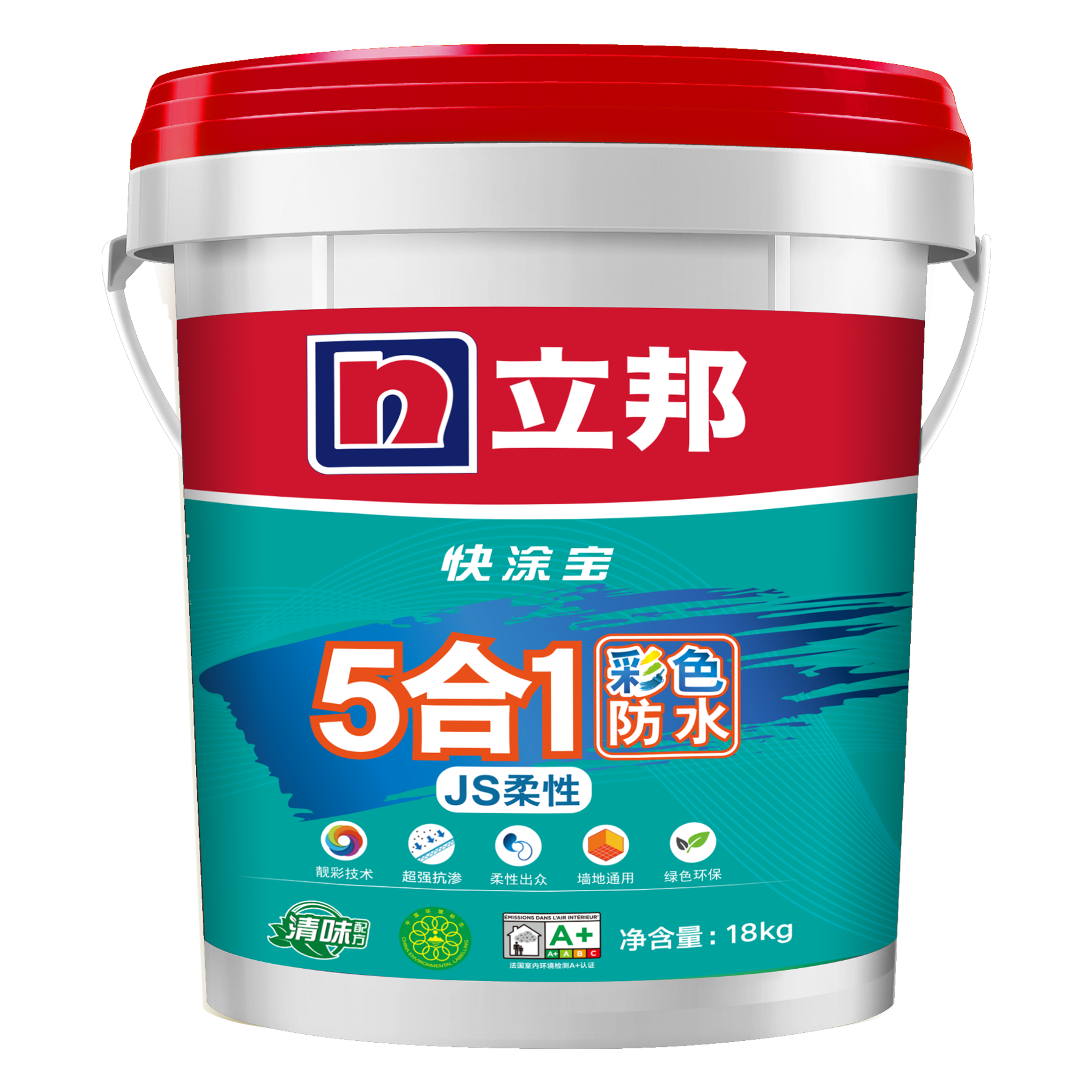 立邦快涂寶5合1JS柔性超強(qiáng)抗?jié)B彩色防水18KG 粘結(jié)力強(qiáng)的水性涂料解析